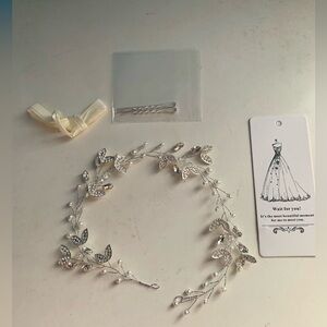 Rhinestone & Pearl Headband Headpiece Wedding Event New